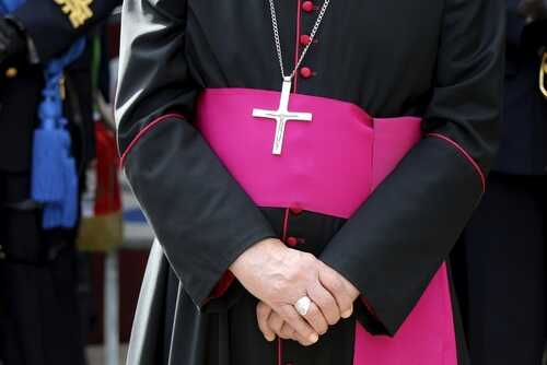 Front,Portrait,Of,A,Catholic,Bishop's,Cassock.,Religion,,Catholic,Church