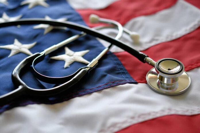 United,States,America,Healthcare,Medical,Concept,-,Stethoscope,On,American