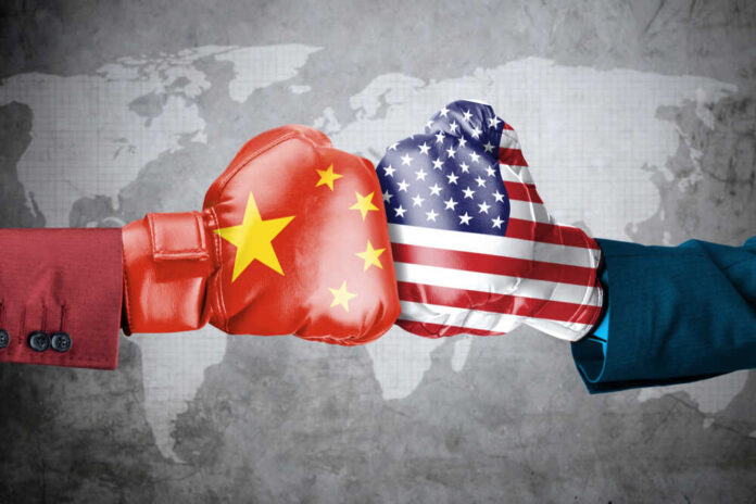 Concept,Of,Trade,War,Between,Usa,And,China.,Two,Hands