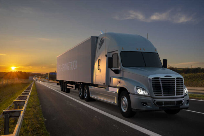 Szczecin,poland-october,2020:american,Truck,In,Autonomous,Driving,,3d,Illustration.