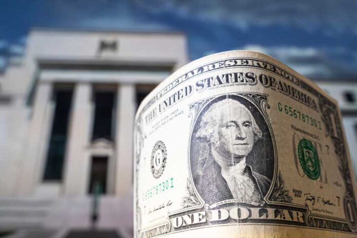 Dollars,On,The,Background,Federal,Reserve,Building,In,Washington,Dc,