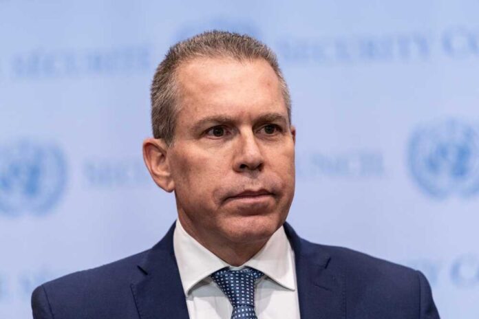 Ambassador,Of,Israel,Gilad,Erdan,Speaks,To,Press,Ahead,Of
