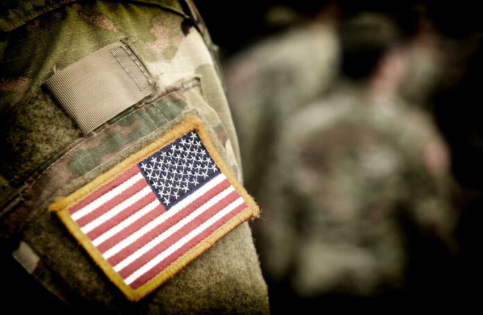 American flag patch on military uniform
