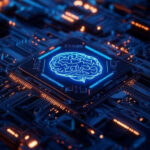 Anthropic’s Mythos: The Future of Cyber Warfare? Circuit board with glowing brain chip design