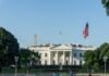 The White House with the Washington Monument in the background