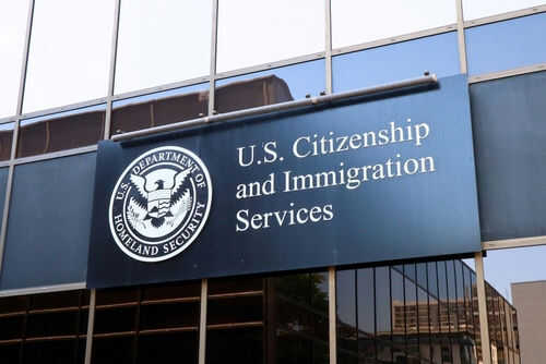 US Citizenship and Immigration Services building sign