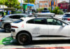 Waymo selfdriving car parked on city street