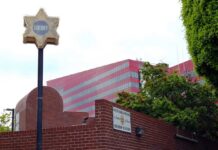 Sheriff station sign with a star emblem in West Hollywood