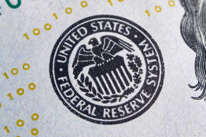 Macro,Photo,Of,Federal,Reserve,System,Symbol,One,Hundred,Dollar Federal Reserve building exterior with eagle sculpture