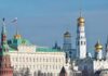 Massive Drone Assault Hits Russian Capital! View of the Kremlin with golden domes and the Russian flag
