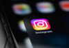 Instagram app icon on smartphone screen display