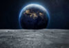 NASA Sleepwalks Into Lunar Mess Earth rising above the moon’s barren surface in deep space