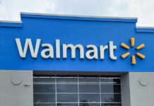 Blue Walmart store exterior signage.