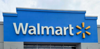 Blue Walmart store exterior signage.