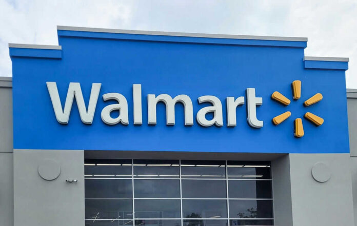 Blue Walmart store exterior signage.