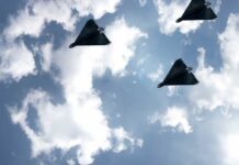 Morocco Becomes Washington’s Drone Gate Three drones flying in a cloudy sky