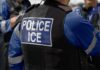 Missing Video Ignites Houston ICE Firestorm Close-up of a police officer's vest with 'POLICE ICE' label