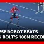 Historic first as Chinese robot beats Usain Bolt's 100m world record at Beijing games | BBC News