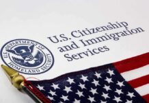 Border Showdown Over Vanishing Phone Data U.S. Citizenship and Immigration Services document with American flag