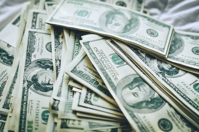 Stacks of U.S. hundred-dollar bills