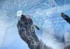 hands interacting with a digital AI interface