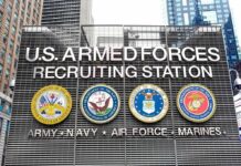 Military Recruiting Boom—What’s Really Driving It? U.S. Armed Forces recruiting station facade with service emblems