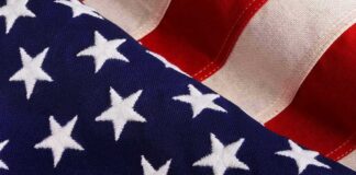 American flag close-up with stars and stripes