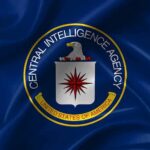 CIA emblem on a blue flag