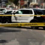 LAPD Investigates: Hot Car Horror Strikes Again Police tape cordoning off street with patrol SUVs behind