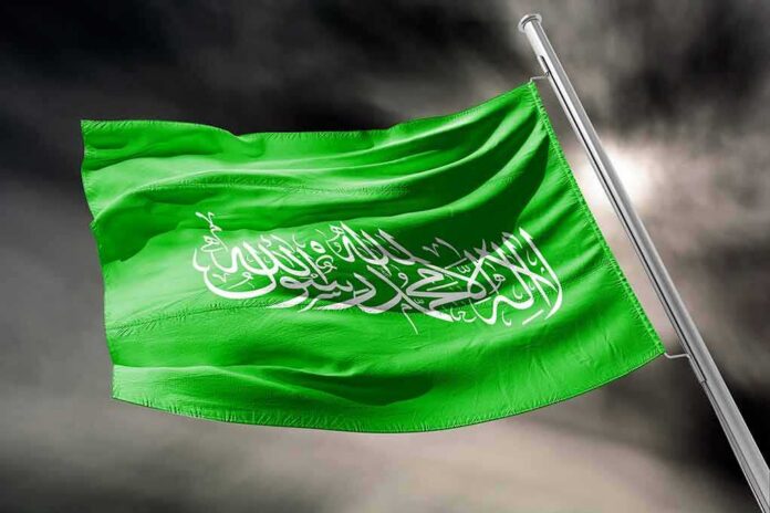Flag of Saudi Arabia waving on a pole