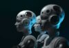 Guard The Lead: Trump Slams China AI Tie-Up row of humanoid robots with mechanical heads in profile