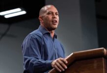 Jeffries Cries ‘Diabolical’ – Court Isn’t Buying Hakeem Jeffries speaking at a podium