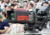 Broadcast television camera at a sports event