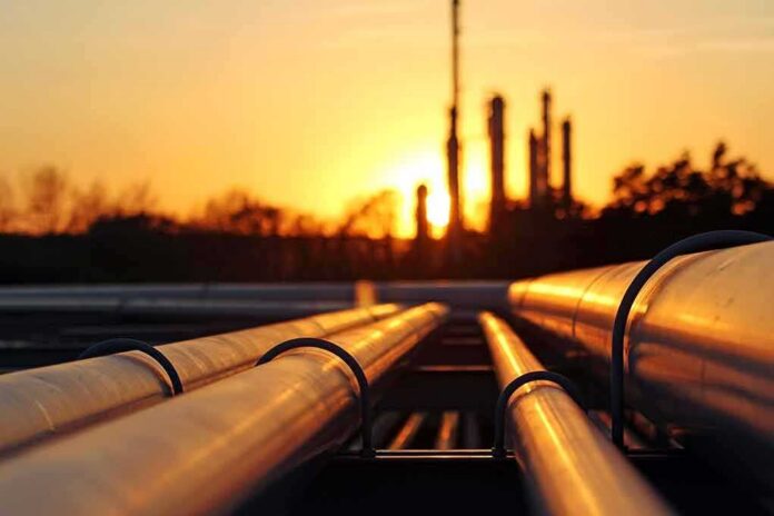 shutterstock_588495665 Industrial pipelines at sunset